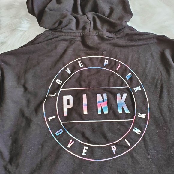 PINK Victoria's Secret Tops - PINK VS CROP EVERYDAY LOUNGE BLACK ZIP HOODIE